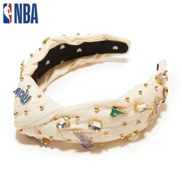 LELE SADOUGHI NBA DALLAS MAVERICKS BASKETBALL IVORY EMBELLISHED KNOTTED HEADBAND main image 14